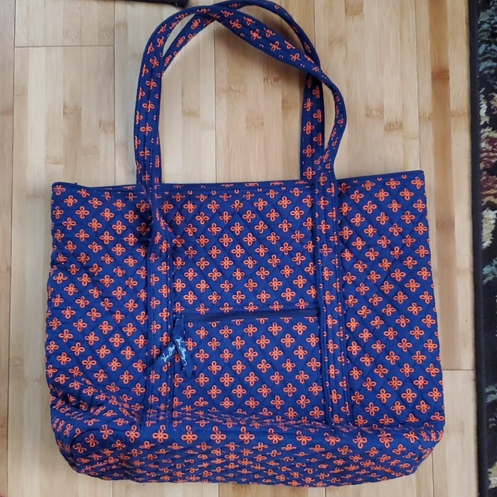Vera Bradley large tote in blue and orange pattern